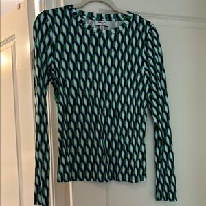 Geometric Green and Black Women's Top